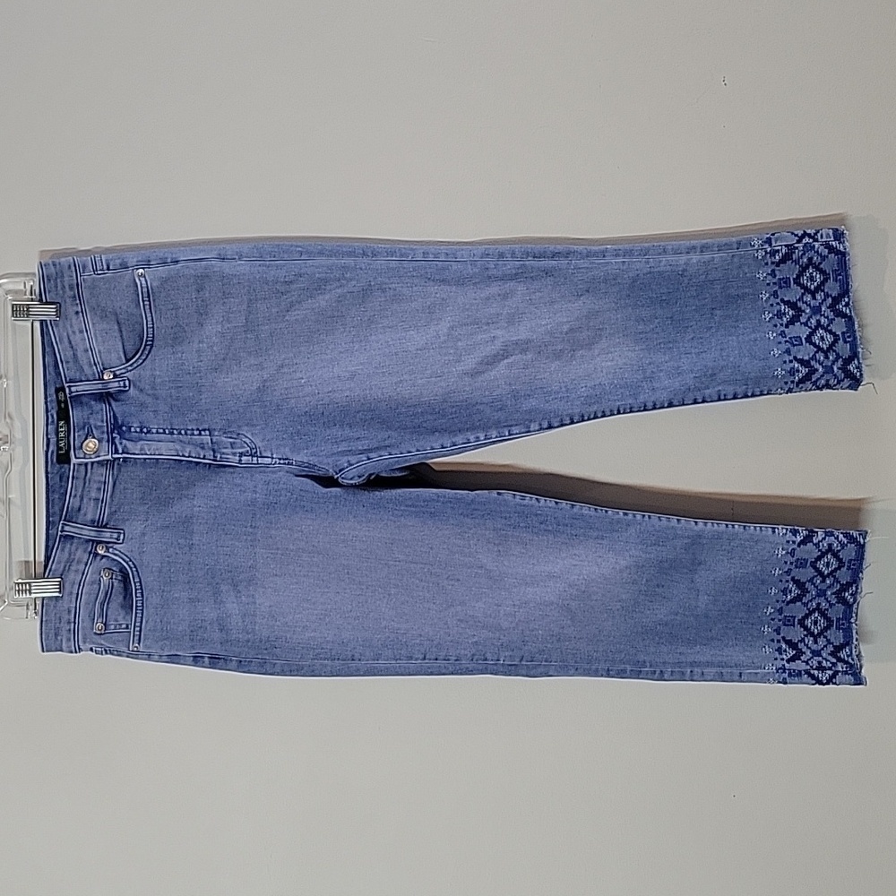 Ralph Lauren mosaic embroidered crop jeans